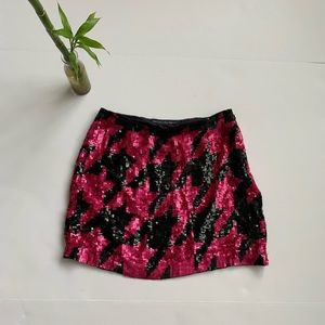 FrenchConnection Black & Pink Sequin Skirt